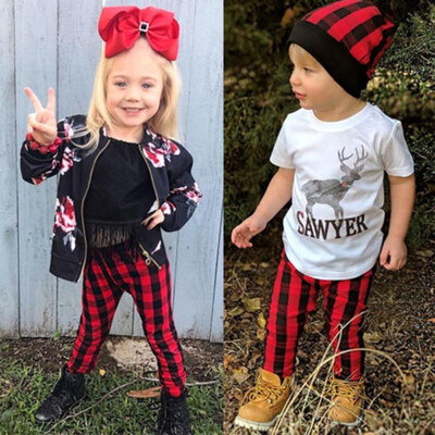

Toddler Baby Infant Boys Girls Plaid Printed Pants Cute Trousers Pants
