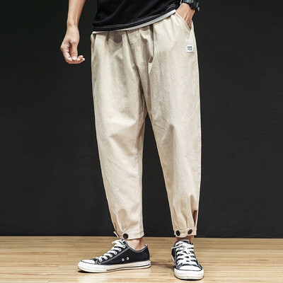 

Gobestart Mens Fashion New Style Leisure Pure Color Nine-Minute Trousers Large Size Pant
