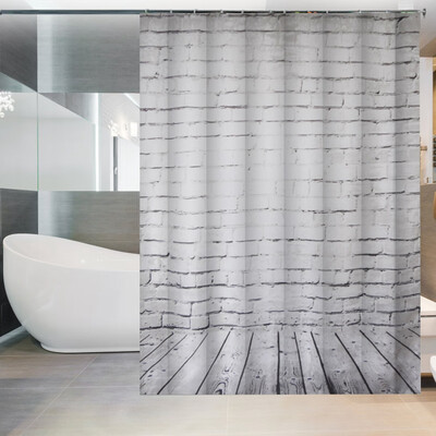 

Greensen 180200cm Gray Wall Pattern Shower Bath Curtain Waterproof Bathroom Curtain Hanging Hooks