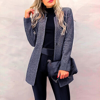 

Women Button Slim Fit Blazer Casual OL Work Jacket Long Sleeve Outwear Suit Coat