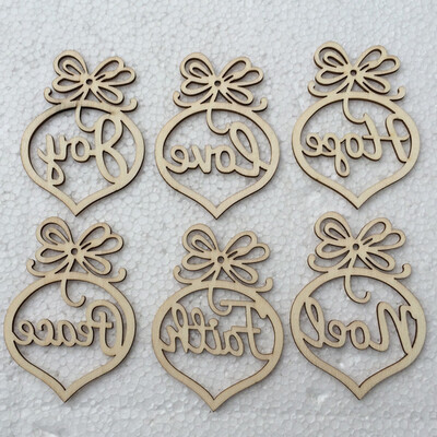 

〖Follure〗6Pcs Christmas Decorations Wooden Ornament Xmas Tree Hanging Tags Pendant Decor