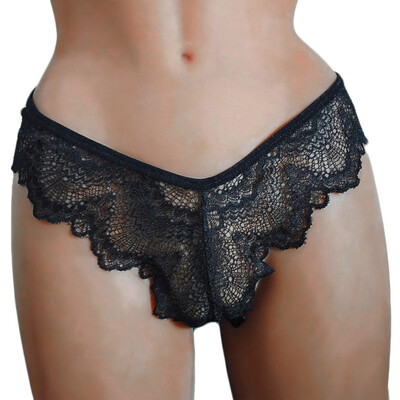 Toponeto New Women Sissy Lace Sexy Hollow Lingerie Babydoll Underpants Bandage Underwear