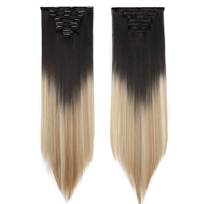 

Full Head Clip Synthetic in Hair Extensions 8 Piece 18 Clips Hairpiece Long Wave Curly Straight for Women
