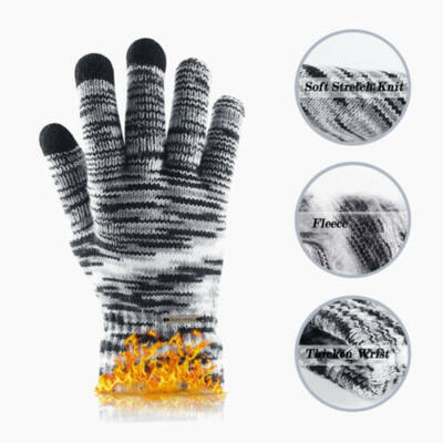 

Women Men Warm Winter Touch Screen Gloves Knitted Fur Full Finger Gloves Mittens