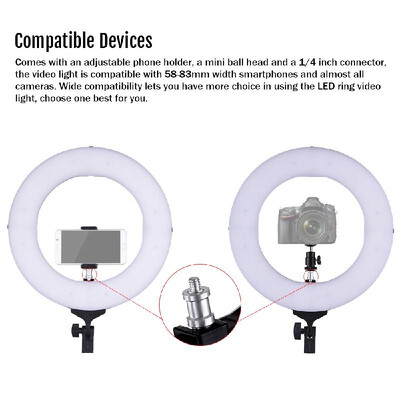 

ZOMEI 14 Inch 2700-5500K Bi-color Dimmable Ring Video Light LED Fill Light CRI 90 with Mini Ball Head Phone Holder Carrying Bag