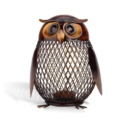 

TOOARTS Owl Shaped Metal Coin Box Home Furnishing Articles Crafting