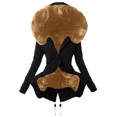 

Tailored Ladies Fur Lining Coat Womens Winter Warm Thick Long Jacket Hooded Overcoat