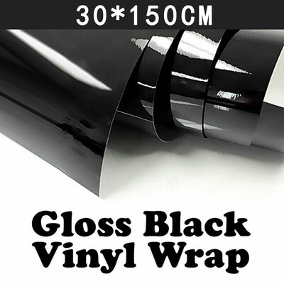 

1pc Gloss Black Car Vinyl Film Wrap Sticker Decal Reflective Waterproof 30150CM