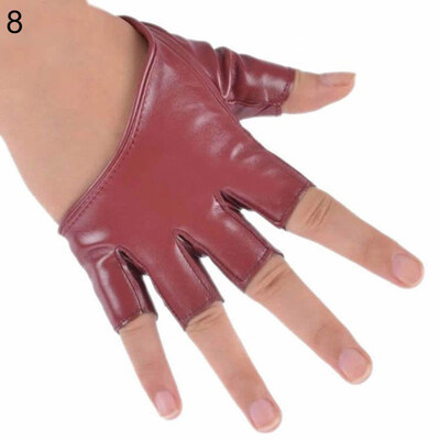 

Women Ladies Fashion Half Finger Faux Leather Short-Figures Gloves Half Palm