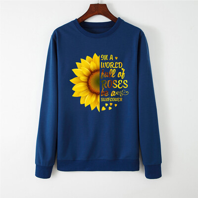 

Tailored Women Long Sleeve Sunflower Print Loose Sweatshirt Automn&Winter Blouse