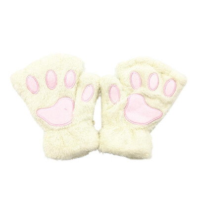 

Women Super Lovely Bear Plush Cat Paw Claw Glove Soft Winter Fingerless Mitten Gloves