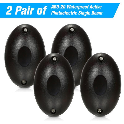 

2 Pair of ABO-20 Waterproof Active Photoelectric Single Beam Infrared Sensor Barrier Detector for Gate Door Window Burglar Alarm