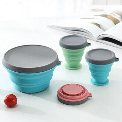 

Collapsible Silicone Bowl with Lid 500ML Expandable Food Storage Containers