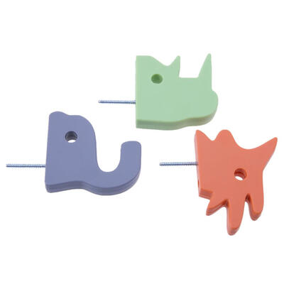 

3pcs Creative Cartoon Animal Shaped Hanging Hooks Rhino Rooster Elephant