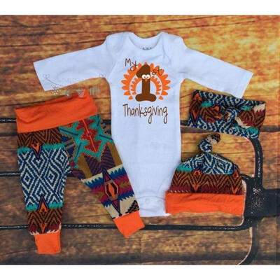 

Thanksgiving Infant Baby Boy Girl Outfits Clothes Romper Pants Leggings 4PCS Set