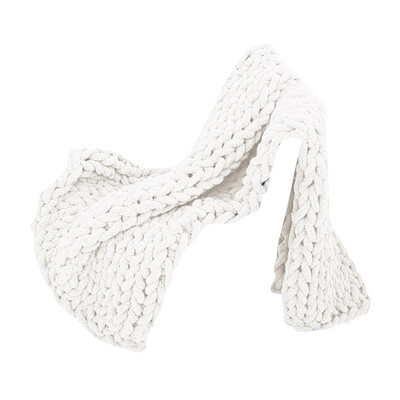 

Gobestart Handmade Coarse Wool Woven Blanket Chenille Knitted Blanket Sofa Blanket