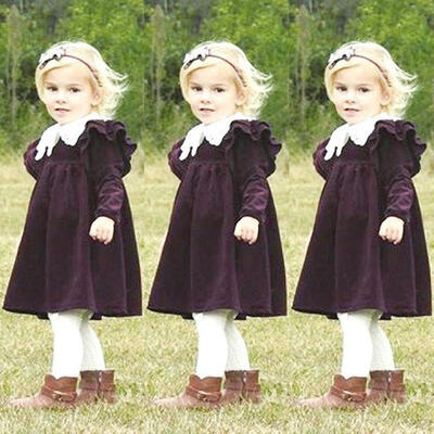 

AU Seller Toddler Baby Girl Velvet Dress Long Sleeve Casual Tops Dresses Clothes