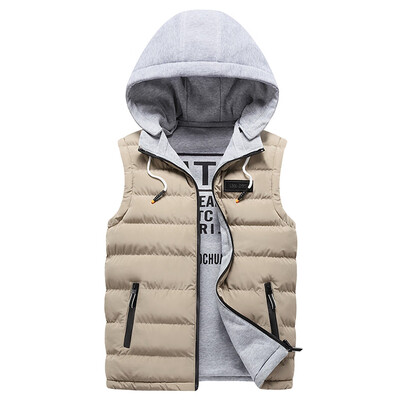 

Toponeto Fashion Men Autum Winter Hooded Solid Outwear Vest Jacket Tops Blouse