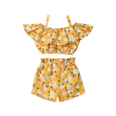 

Kids Baby Girls Summer Clothes Off Shoulder Vest Tank Top Shorts Pants 2PCS Set