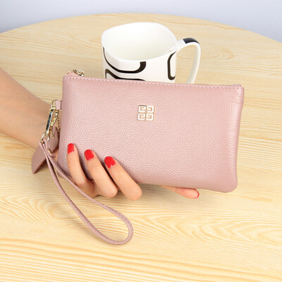 

2019 new melon seed double zipper leather clutch bag European&American fashion trend coin purse mobile phone bag