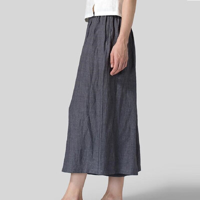 

Tailored Fashion Womens Cotton Linen Blend Pocket Plus Size Wide Leg Casual Pants