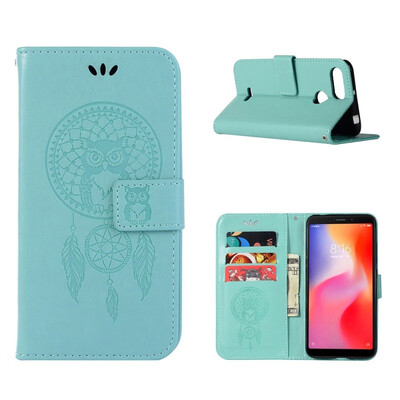 

MOONCASE Millet red rice 6 wind chime owl embossed leather case - green