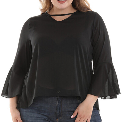 

Starmoon Women Fashion Solid Plus Size Blouse Casual Loose T-shirt Back split Top