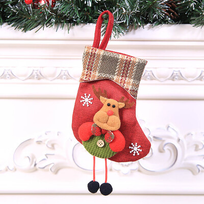 

Mini Christmas Stockings Socks Santa Claus Candy Gift Bag Christmas Decorations For Home Festival Party Ornaments Gift Bag