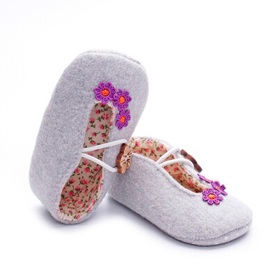 

Newborn Toddler Baby Girls Floral Print Elastic Button Flower Soft Sole Shoes