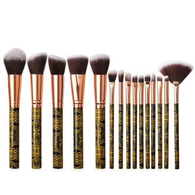 

15PcsSet Makeup Brushes Set Black Gold Small Fan Shape brochas maquillaje Suit make up brushes