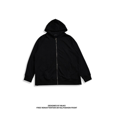 

MIJKO mens&womens autumnwinter new high street long zipper hoodie with heavy industry slit on both sides
