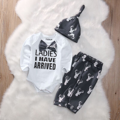 

Newborn Baby Boy Cotton Long Sleeve Top RomperDeer Pants Outfits Set Clothes