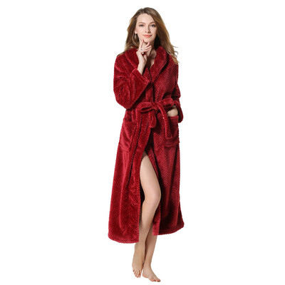 

Toponeto Women Winter Lengthened Coralline Plush Shawl Bathrobe Long Sleeve Robe Coat