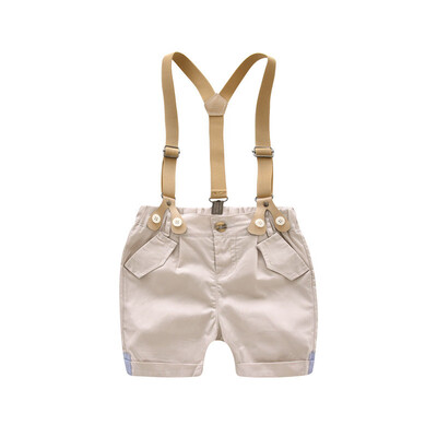 

Kids Baby Boys Summer Gentleman Bowtie Short Sleeve ShirtSuspenders Shorts Set