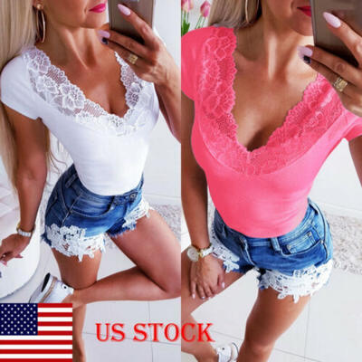 

Sexy Women Sleeveless Backless Lace Tank Tops Shirt Hollow Halter Vest Blouse US