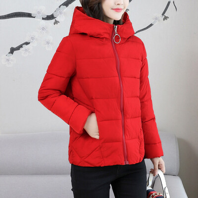 

Tailored Fashion Women Winter Warm Hooded Cotton Winter Jacket Solid Long-Sleeved Coat