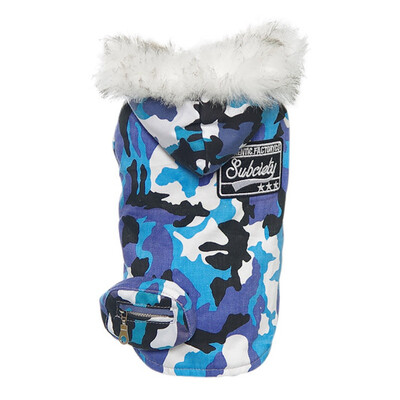 

Camouflage Pet Dog Clothes Blue Polyester Dog Jackets Windproof Winter Warm Pets Coat Doggy Cat Hoodies Outwear Clothing Bulldog