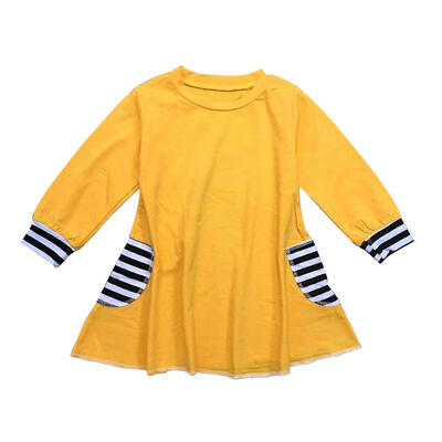 

Spring Long Sleeve Baby Rompers Casual Dress Girl Kids Cute Stripe Clothing