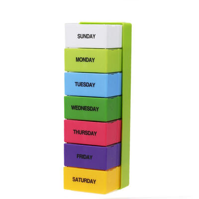 

Plastic Portable Pill Box Weekly 7 Days Colorful Holder 28 Slot Medicine