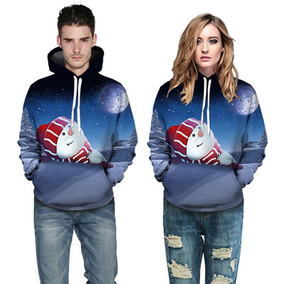 

Toponeto Couples Autumn Spring Fashion 3D Christmas Long Sleeve Hoodies Top Sweatershirt