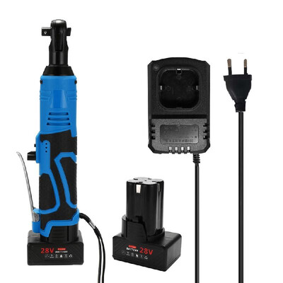 

28V Multifunctional Cordless Rechargeable Electric Wrench 38 Inch Right Angle Electric Ratchet Wrenches with LED Light