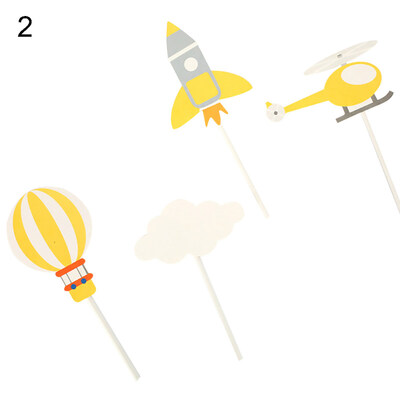 

1Set Sun Moon Star Rainbow Hot Air Balloon Plane Cupcake Cake Topper Party Decor
