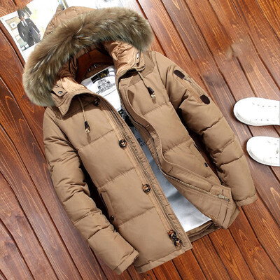 

Mens Down Jacket Fur Collar Mens Jacket Long Winter Mens Warm Jacket Slim Fit