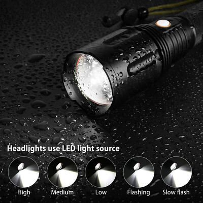 

Saidsome USB Rechargeable P70 LED Zoom Focus Flashlight lamp Hunting Lamp 5 Modes flashlight lamp