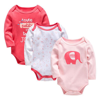 

3pcsSet Newborn Baby Girl Cotton Romper Winter Cute Print Infant Jumpsuit
