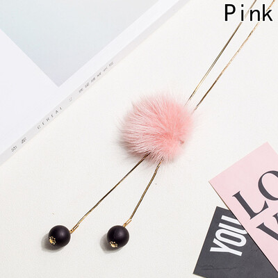

Necklace Fluffy Long Beauty Black Pompom Grey Faux Original Pendant Sweater Red Vintage Fur Winter