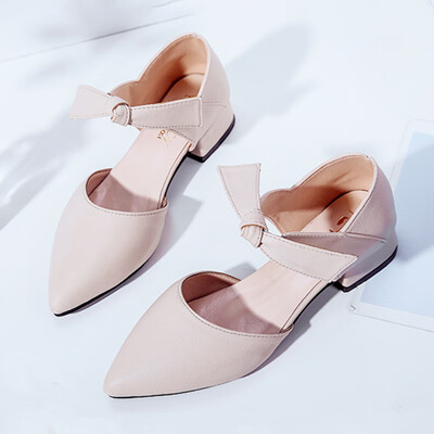 

Sharp-nosed shallow-mouthed single-shoe spring Korean version of Chic gentle breeze evening fairy thick-heeled girl