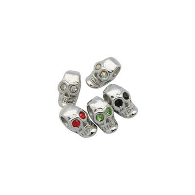 

Alloy European Style Beads for Halloween with Rhinestone Platinum Metal Color Skull Mixed Color 16x94x82mm Hole 4mm
