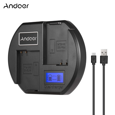 

Andoer Fast Charger Dual-channel Camera Battery Charger Digital LCD Display USB Input for Nikon EN-EL14 Battery for Nikon D3300 D5
