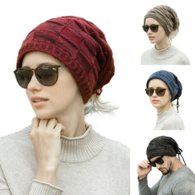 

Winter Mens Ladies Knitted Woolly Winter Oversized Slouch Beanie Hat Warm Hat